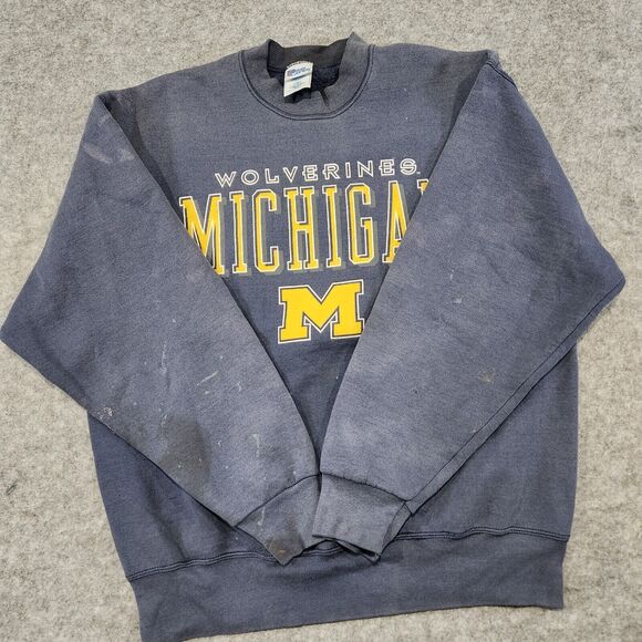Pro Player Navy and Yellow Michigan Wolverines Sweatshirt - Picture 12 of 14